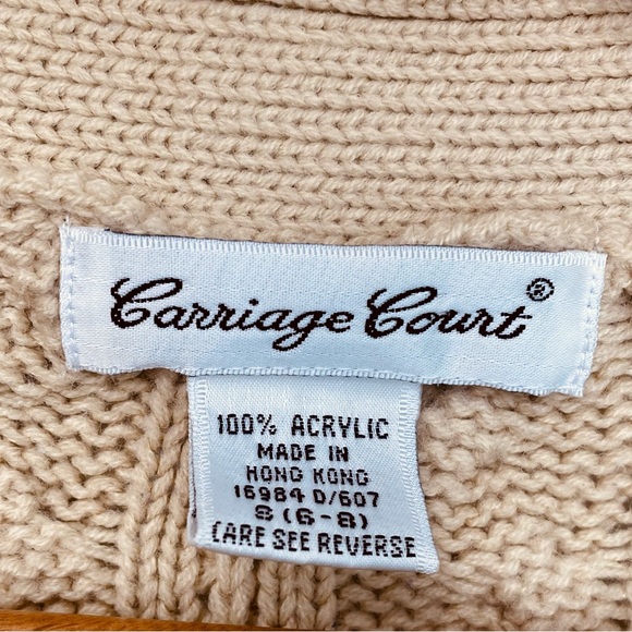 Vintage Cable Knit Cardigan Sweater Women’s Small Tan Grandmacore Tunic - Picture 10 of 10